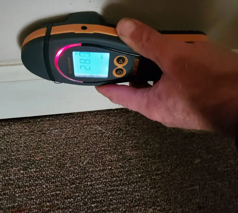 Moisture detection at baseboard during Mold Inspection & Testing in Franklin Farm